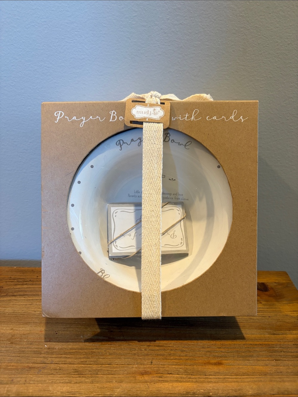 Mud Pie Cream Prayer Bowl Gift Set with Kraft Box